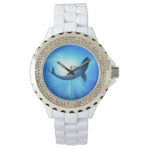 Reloj De Pulsera Silueta del tiburón del océano profundo