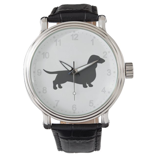 Reloj De Pulsera Silueta negra de dachshund (Anverso)