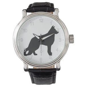 Reloj De Pulsera Silueta negra de perro pastor alemán