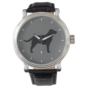Reloj De Pulsera Silueta negra del labrador retriever