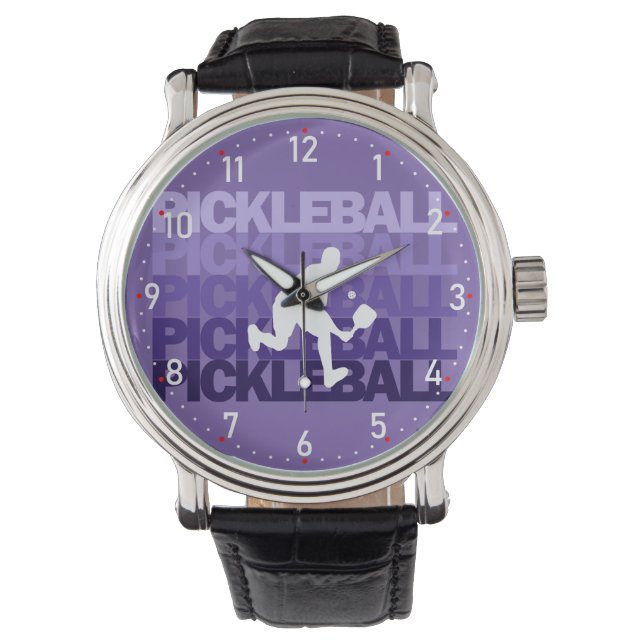 Reloj De Pulsera 💜 Silueta Purple Pickleball (Anverso)