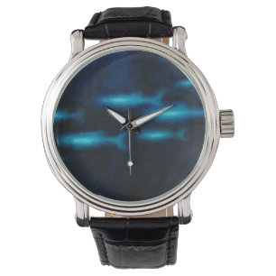 Reloj De Pulsera Siluetas translúcidas azules de los pescados