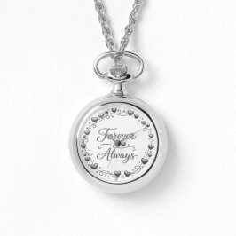Reloj De Pulsera Silver locket watch "Forever Always" with heart de