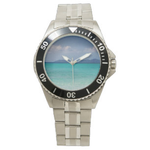 Reloj De Pulsera Silver Watch con escena caribeña