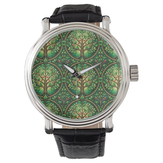 Reloj De Pulsera Silver watch with intricate tree design  (Anverso)
