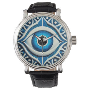 Reloj De Pulsera Símbolo abstracto del ojo malvado azul