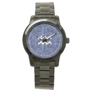 Reloj De Pulsera Símbolo Aquarius Zodiac en camuflaje digital naval