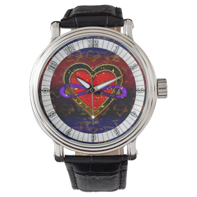 Reloj De Pulsera Símbolo artístico de bandera poliamoria de corazón (Anverso)