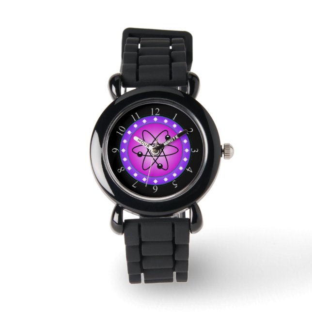 Reloj De Pulsera Símbolo atómico en un fondo rosado (Anverso)