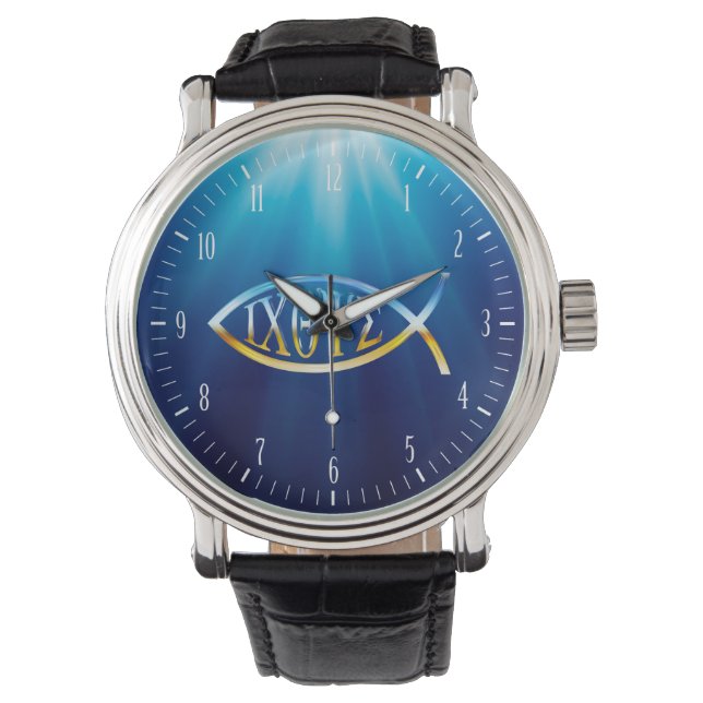 Reloj De Pulsera Símbolo cristiano de pescado Ichtys | Regalos Insp (Anverso)