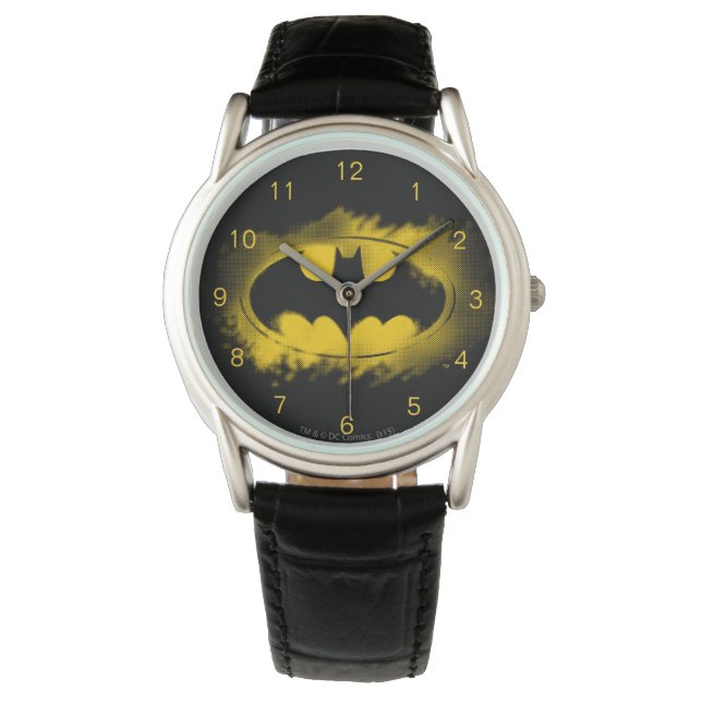 Reloj De Pulsera Símbolo de Batman | Logotipo negro y amarillo (Anverso)