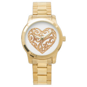 Reloj De Pulsera Símbolo de corazón dorado atemporal del amor
