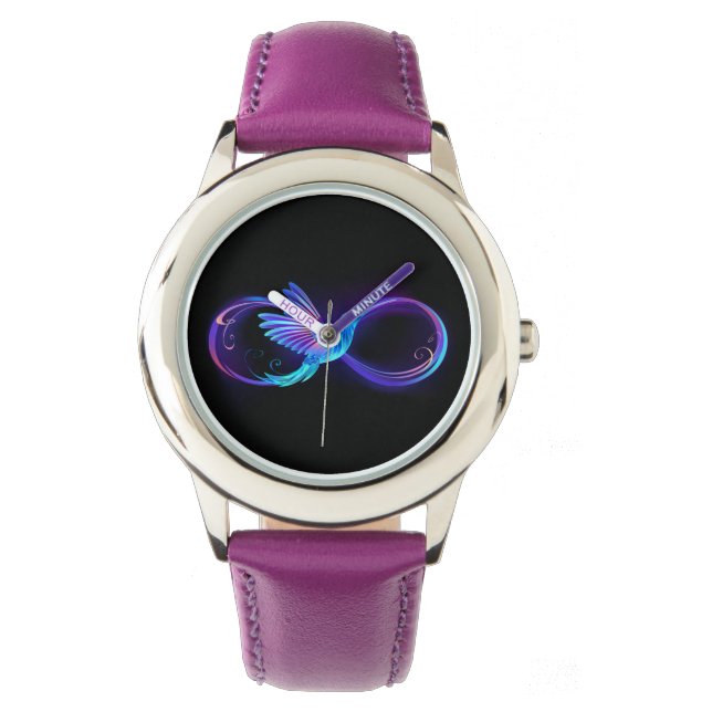 Reloj De Pulsera Símbolo de infinito neón con colibrí brillante (Anverso)