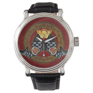 Reloj De Pulsera Símbolo de la buena fortuna con los pescados y la