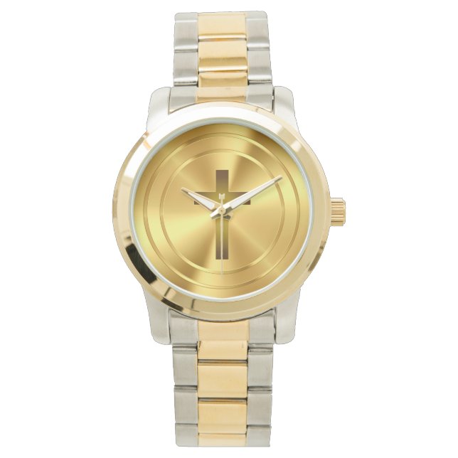 Reloj De Pulsera Símbolo de la Cruz Cristiana | oro (Anverso)