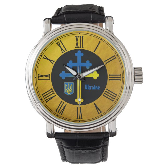 Reloj De Pulsera Símbolo de la Cruz de Ucrania y cruz de Lorena (Anverso)