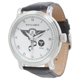 Reloj De Pulsera Símbolo de medicina quiropráctica | Nombre persona