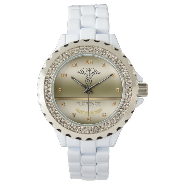 Reloj De Pulsera Símbolo de moda Caduceus | RN Enfermeras Enfermerí (Anverso)