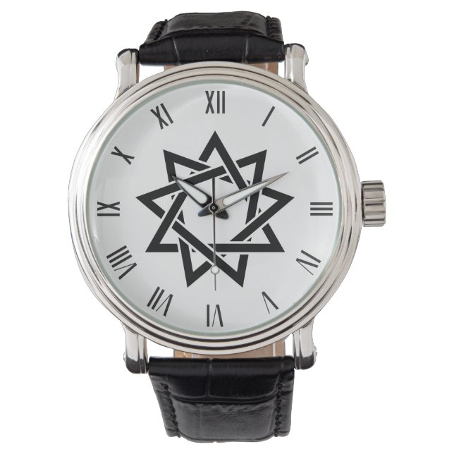 Reloj De Pulsera Símbolo de nueve estrellas puntas de Bahréin negro (Anverso)