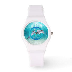 Reloj De Pulsera Símbolo de paz del delfín
