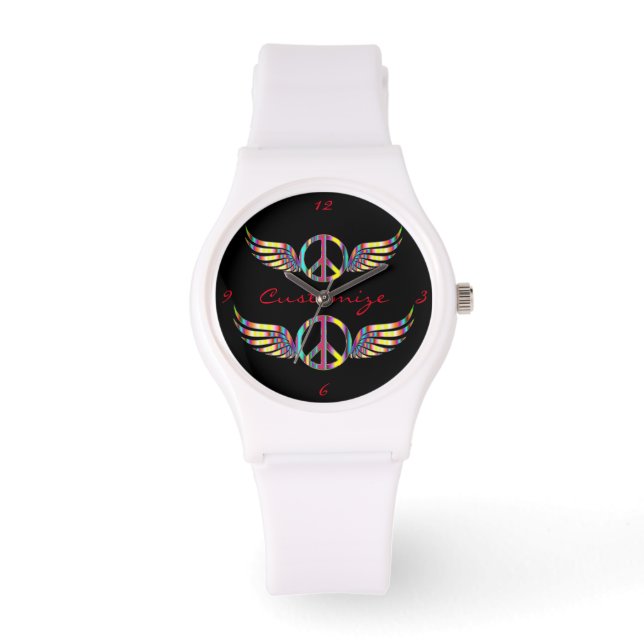 Reloj De Pulsera Símbolo de paz hippie alado Thunder_Cove (Anverso)