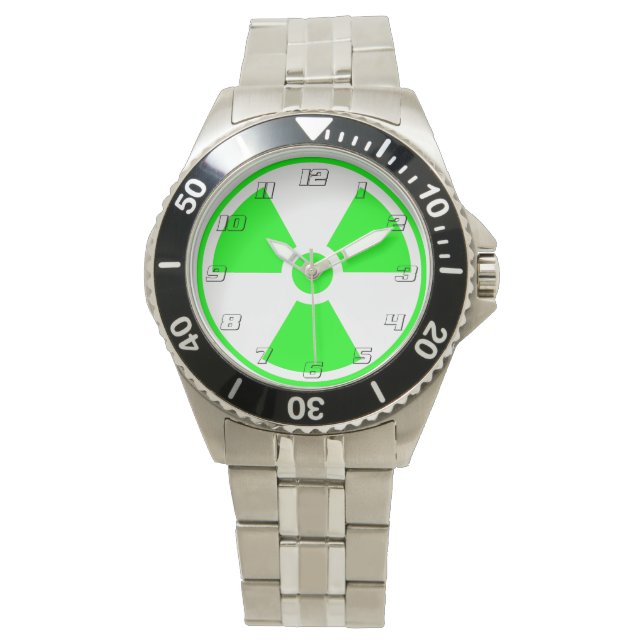 Reloj De Pulsera Símbolo de radiación nuclear radiactiva en verde (Anverso)