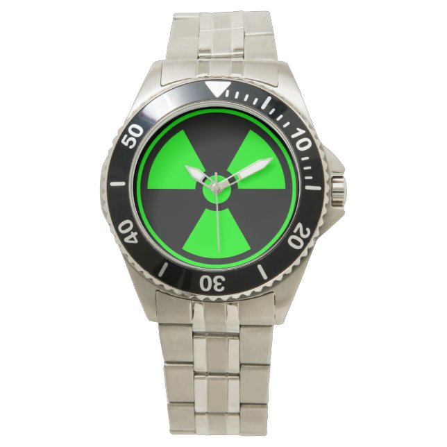 Reloj De Pulsera Símbolo de radiación nuclear radiactiva en verde (Anverso)