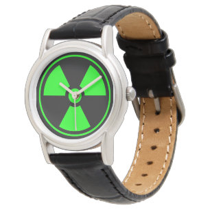 Reloj De Pulsera Símbolo de radiación radiactiva nuclear en verde