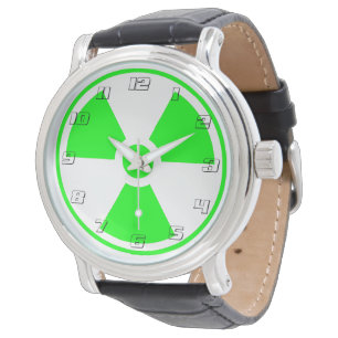 Reloj De Pulsera Símbolo de radiación radiactiva nuclear en verde