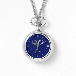 Reloj De Pulsera Símbolo del zodíaco de Aries sobre azul medianoche