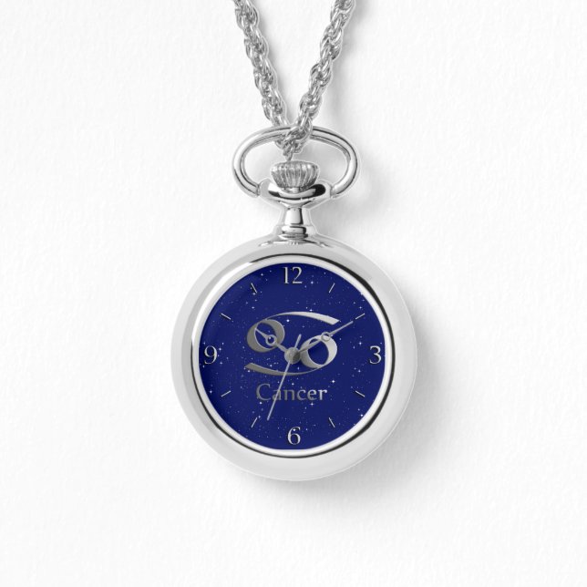 Reloj De Pulsera Símbolo del zodiaco para Cáncer en azul medianoche (Anverso)