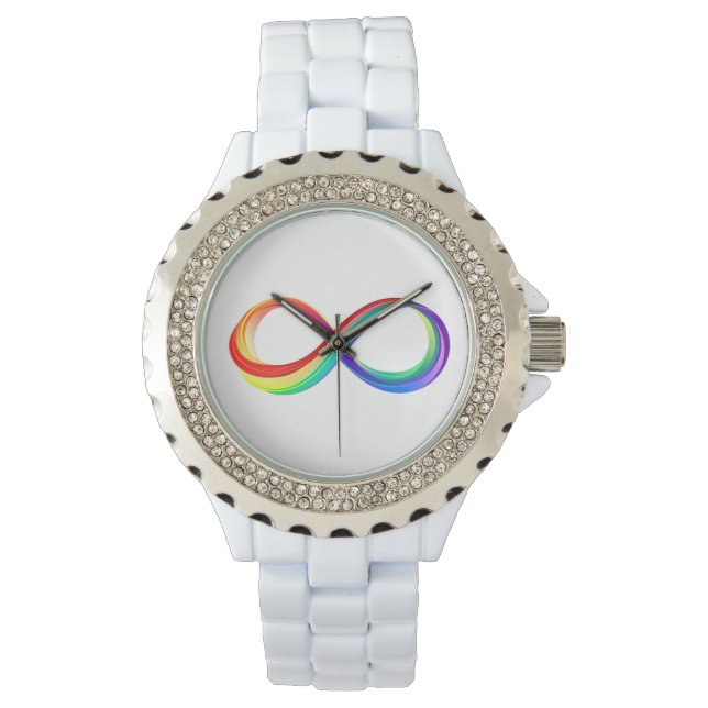 Reloj De Pulsera Símbolo infinito arcoiris en capas (Anverso)