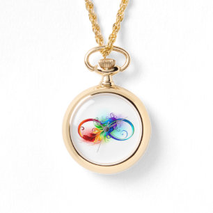 Reloj De Pulsera Símbolo infinito con pluma arco iris