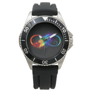 Reloj De Pulsera Símbolo infinito con pluma arco iris