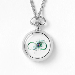 Reloj De Pulsera Símbolo infinito con pluma de pavo real