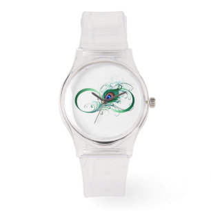 Reloj De Pulsera Símbolo infinito con pluma de pavo real