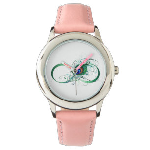 Reloj De Pulsera Símbolo infinito con pluma de pavo real