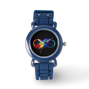 Reloj De Pulsera Símbolo infinito con plumas arcoiris