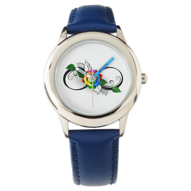 Reloj De Pulsera Símbolo infinito con Rosa arcoiris (Anverso)