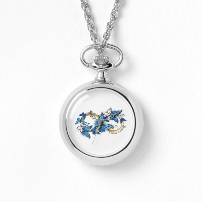 Reloj De Pulsera Símbolo infinito de mariposas Morpho azules (Anverso)
