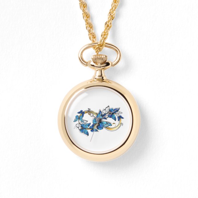 Reloj De Pulsera Símbolo infinito de mariposas Morpho azules (Anverso)