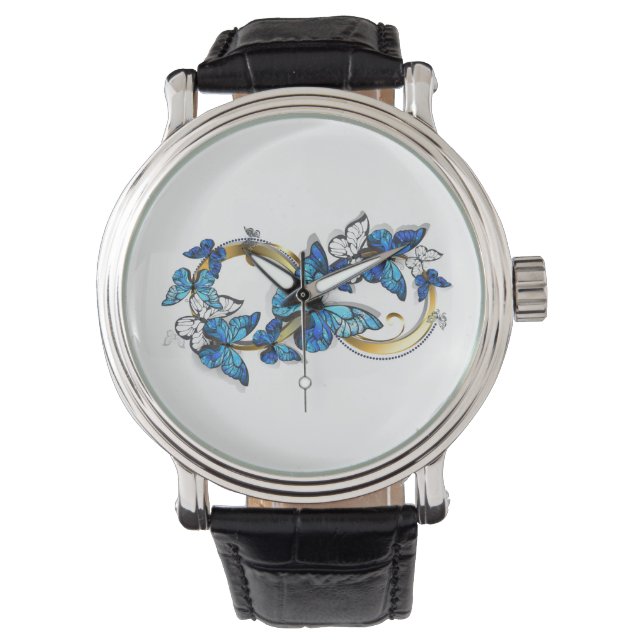 Reloj De Pulsera Símbolo infinito de mariposas Morpho azules (Anverso)