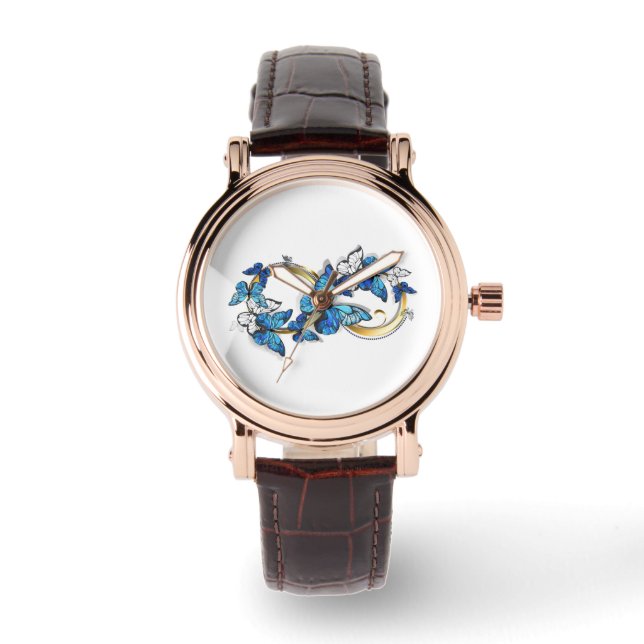 Reloj De Pulsera Símbolo infinito de mariposas Morpho azules (Anverso)
