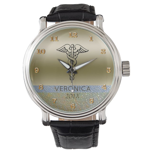 Reloj De Pulsera Símbolo médico del Caduceo | Enfermeras Enfermería (Anverso)