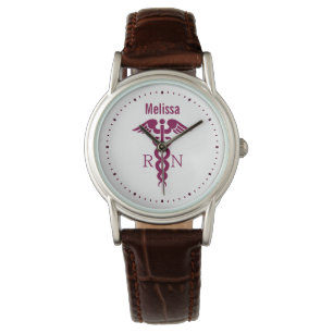 Reloj De Pulsera Símbolo médico simple de enfermería de Caducto Roj