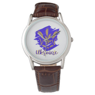 Reloj De Pulsera Símbolo nacional ucraniano tryzub hecho de espiga