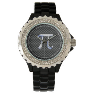 Reloj De Pulsera Símbolo plateado cromado como Pi en fibra de carbo