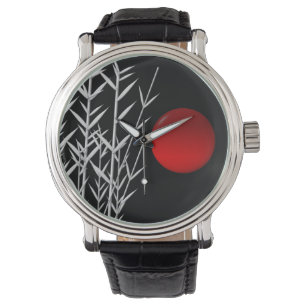 Reloj De Pulsera Símbolo rojo del sol rojo del círculo de Zen roj