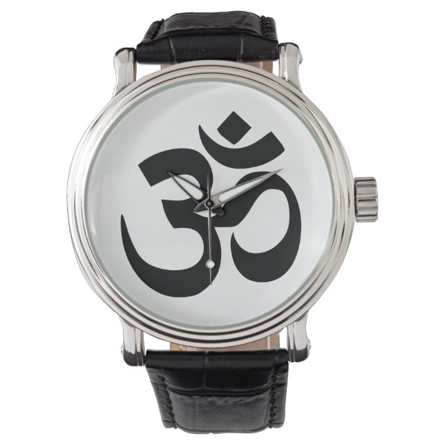 Reloj De Pulsera Símbolo simple Om negro yoga meditación Zen (Anverso)