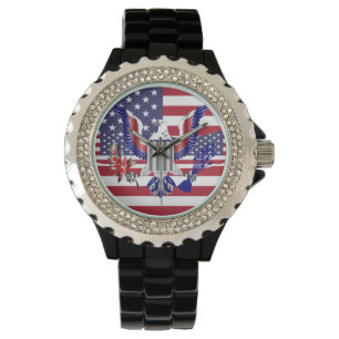 Reloj De Pulsera Símbolo y bandera del águila estadounidense